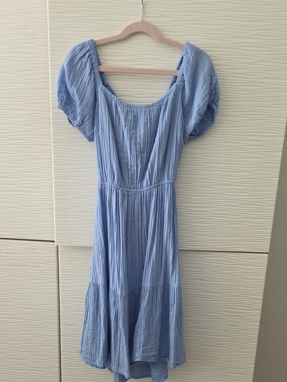 Japna Light Blue Puff Sleeve Dress